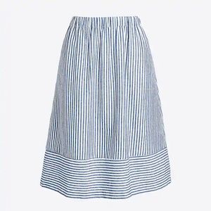 NWT JCrew Striped linen midi skirt